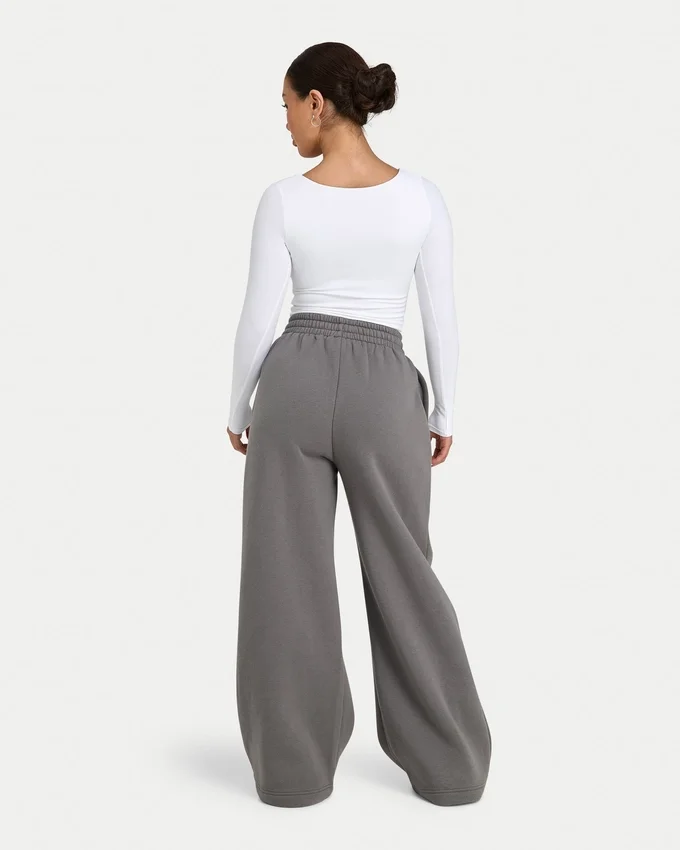 Pantaloni sportivi da donna a gamba larga – grigio antracite Pantaloni sportivi da donna a gamba larga – grigio antracite