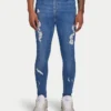 Spray-On jeans strappati da uomo – blu medio Spray-On jeans strappati da uomo – blu medio