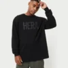 T-shirt a maniche lunghe da uomo Label – nera