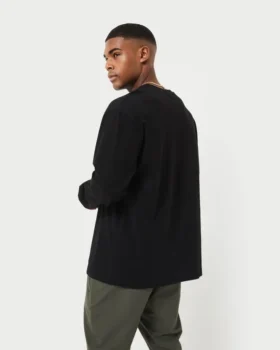 T-shirt a maniche lunghe da uomo Label – nera
