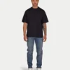 T-shirt da uomo oversize senza stampa – nera