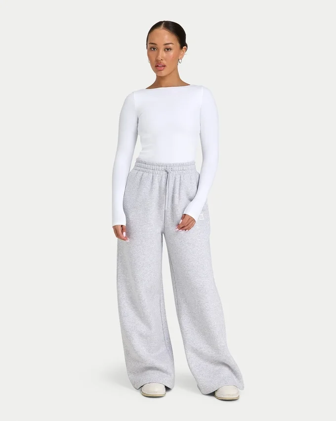 Top da donna essenziale a maniche lunghe dual wear – bianco Top da donna essenziale a maniche lunghe dual wear – bianco