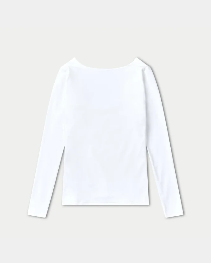 Top da donna essenziale a maniche lunghe dual wear – bianco Top da donna essenziale a maniche lunghe dual wear – bianco