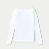 Top da donna essenziale a maniche lunghe dual wear – bianco Top da donna essenziale a maniche lunghe dual wear – bianco