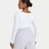 Top da donna essenziale a maniche lunghe dual wear – bianco Top da donna essenziale a maniche lunghe dual wear – bianco