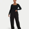Top da donna essenziale a maniche lunghe dual wear – nero