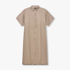 Vestito camicia in misto lino Rewear – grigio palude