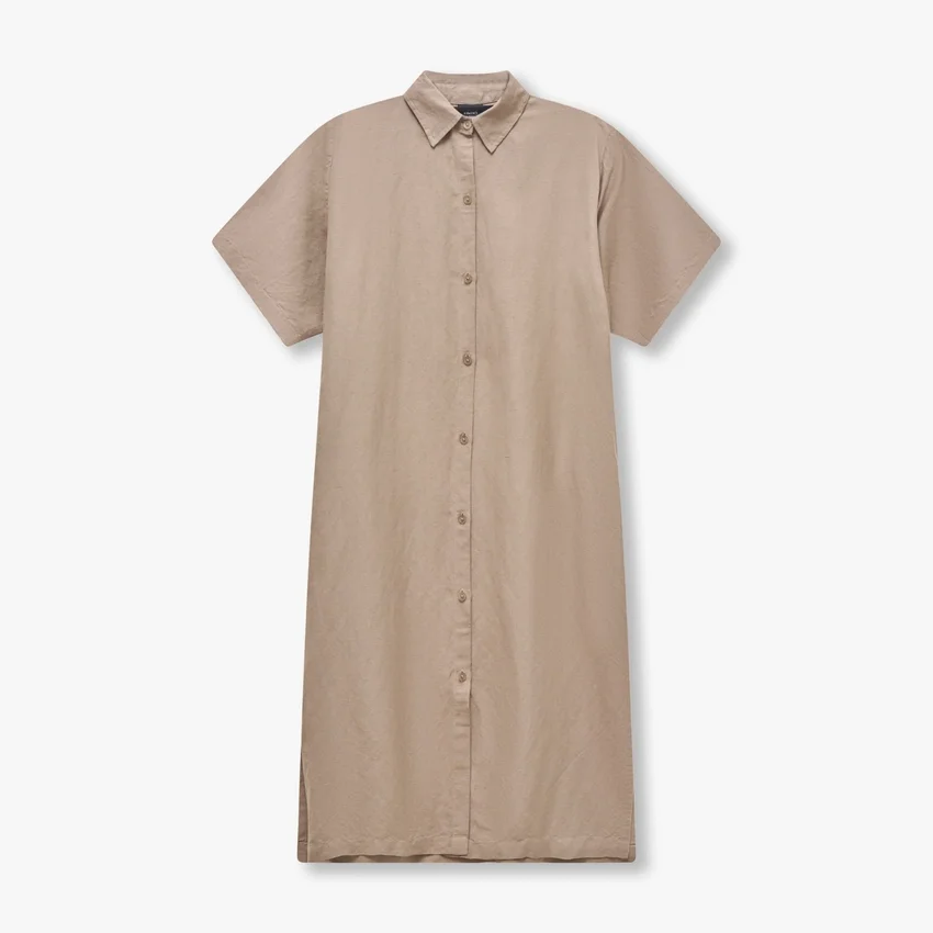 Vestito camicia in misto lino Rewear – grigio palude Vestito camicia in misto lino Rewear – grigio palude