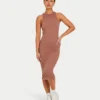 Vestito midi da gara Base da donna – marrone ghianda