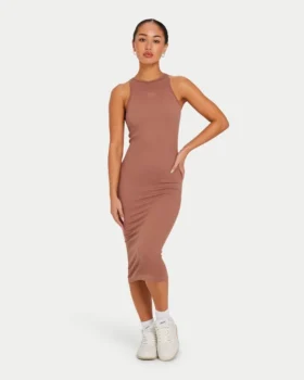 Vestito midi da gara Base da donna – marrone ghianda