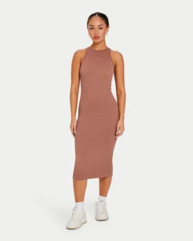 Vestito midi da gara Base da donna – marrone ghianda