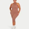 Vestito midi da gara Base da donna – marrone ghianda
